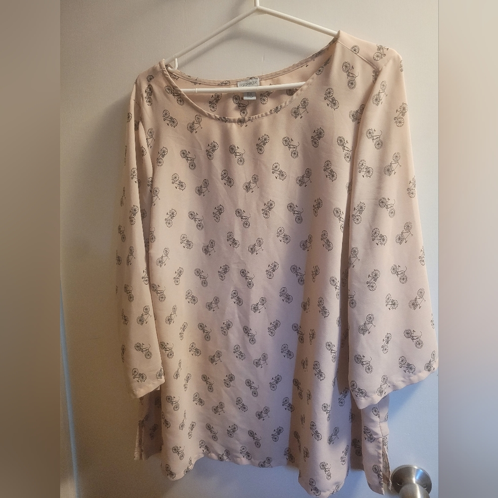 2/$25 3/4 sleeve blush pink bicycle blouse